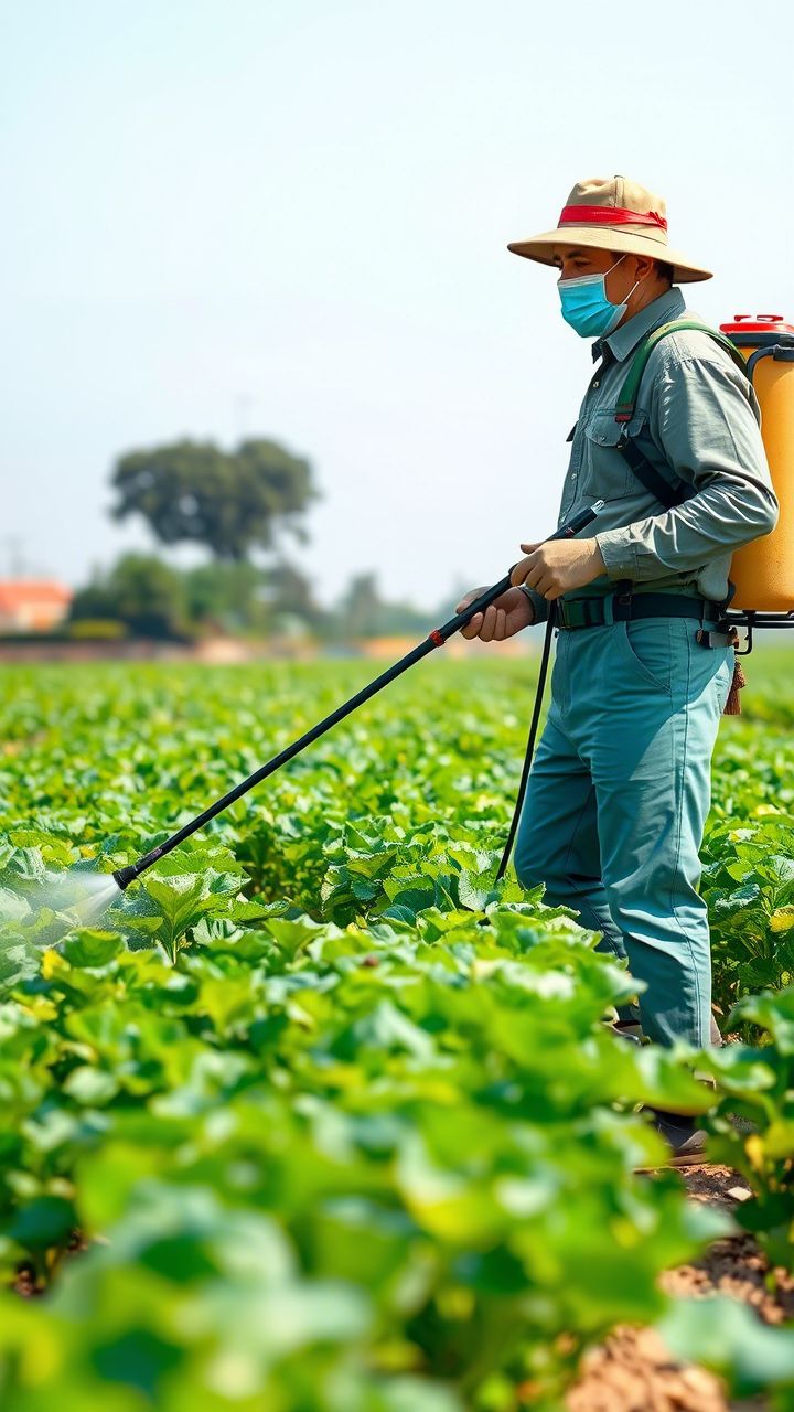 Farmer inspecting crops